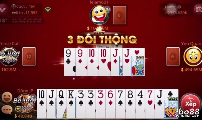 3 đôi thông là gì? Đó là kết hợp có 3 cặp bài với giá trị liên tiếp nhau