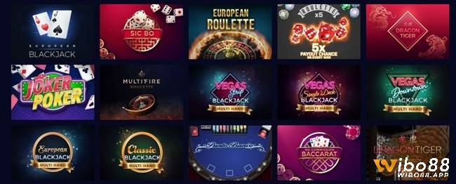 Thưởng thức nhiều biến thể của Baccarat, Blackjack và Roulette khác nhau tại sòng bạc