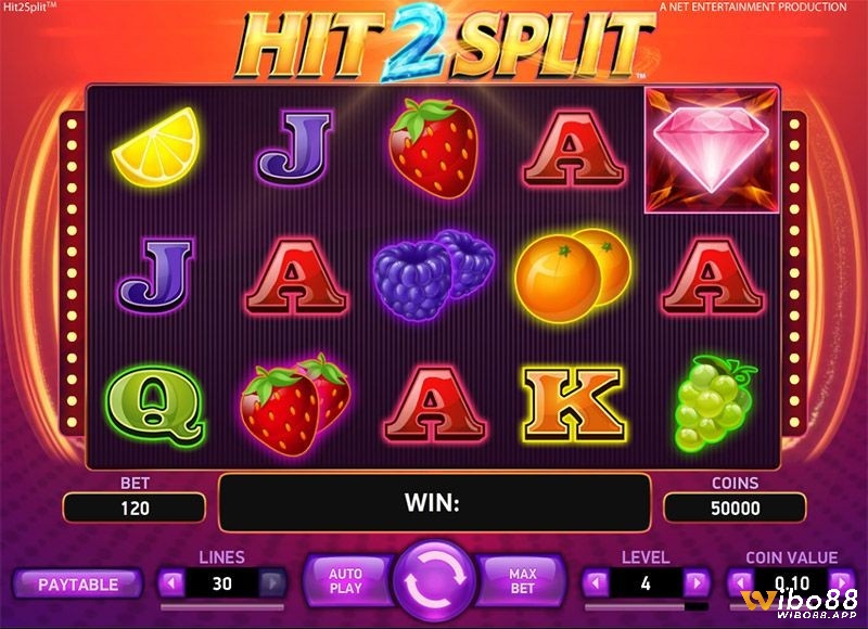 Các biểu tượng trả thưởng trung bình của slot Hit 2 Split là trái cây