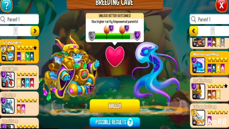 Hệ thống lai rồng của Game Dragon City