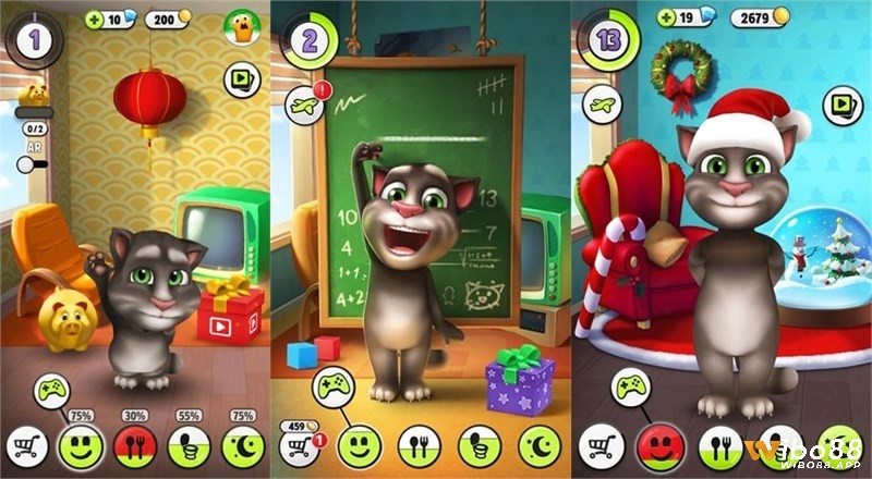 Nhân vật chính trong game là chú mèo Tom khá dễ thương và tinh nghịch