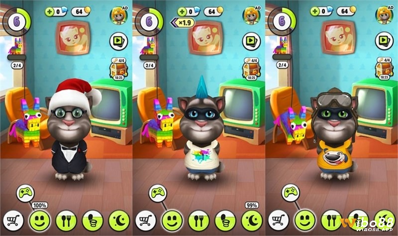 Game My Talking Tom có đa dạng nhiều loại thức ăn hấp dẫn cho chú mèo của bạn